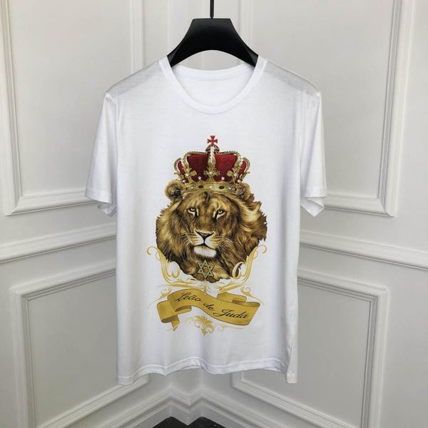 

w6155 2020 runway luxury european design short print party style t-shirts men's clothing, White;black