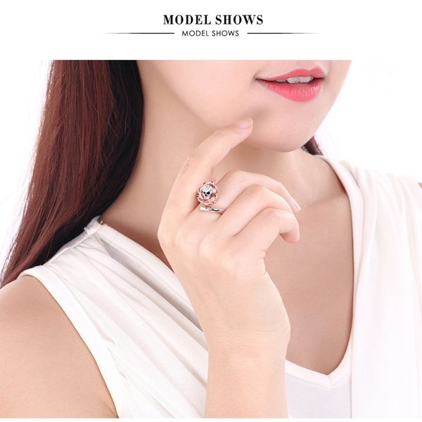

unique skull flower ring for women charming retro rose gold color red zircon rings 2018 new open adjustable finger jewelry anel, Golden;silver