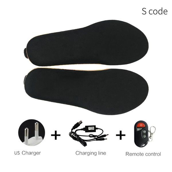 

insoles cuttable temperature adjustable hiking shoes pad remote control ski electric heated sports winter solid foot warmer, Black