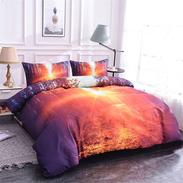 

zeimon soft home decoration 3d bedding set forest sun pattern duvet cover set bed living polyester 3pcs with pillowcase