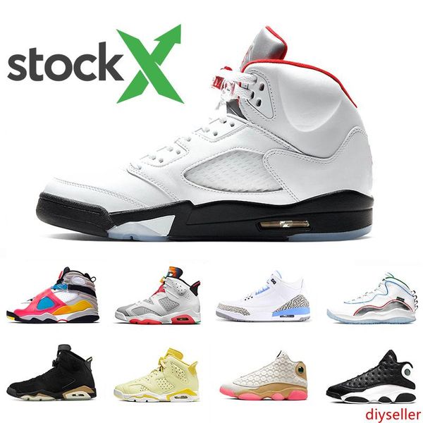 

stock x 2020 fire red 5 mens basketball shoes 5s travis scotts 13s cny 13 lucky green multi-color wing men sports designers sneakers