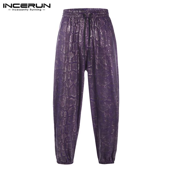 

men's pants incerun fashion printed men joggers high street personality loose casual trousers drawstring harem plus size, Black