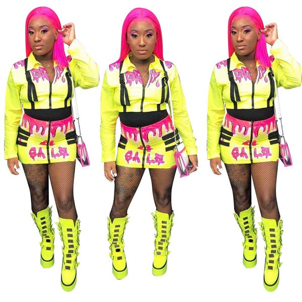 

сексуальный комплект из двух частей летней одежды для женщин с длинным рукавом с отложным воротником, повязка, платье, принт, молния, вечерн, White