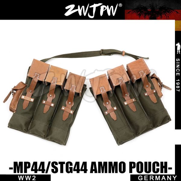 

mp44 hunting ammo pouch pair green canvas & leather de/104101