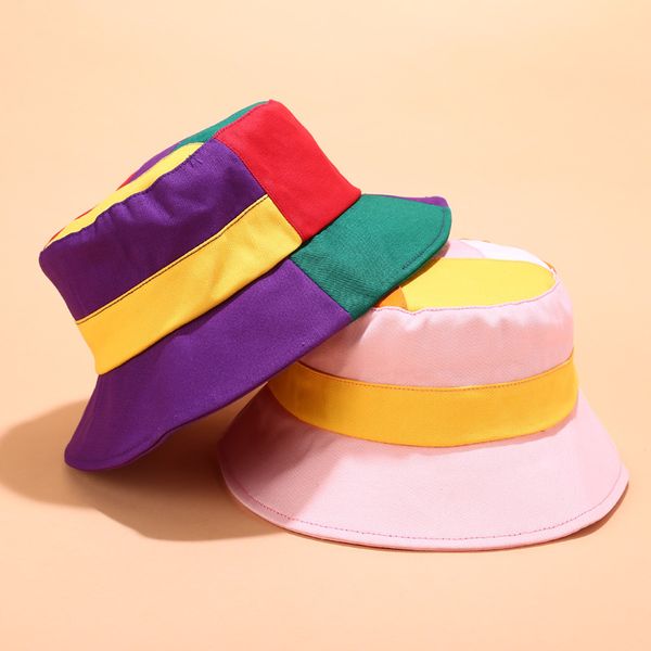 

new reversible bucket hat women's summer cotton wide brim floppy hat fashion gift garden golf beach cap geometric bucket