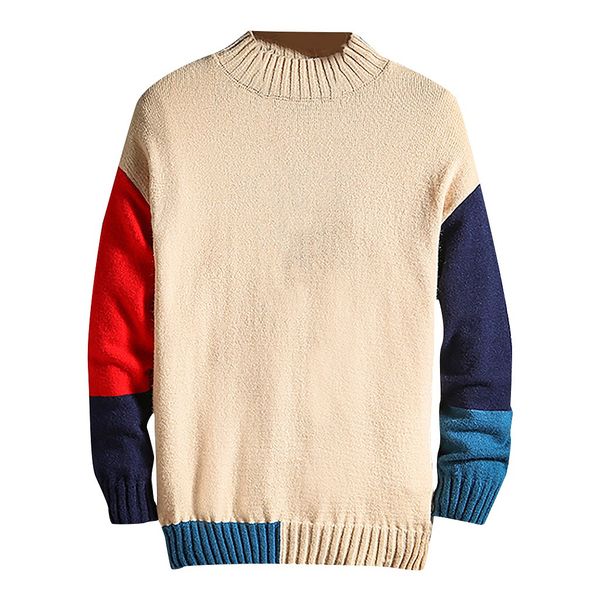 

свитер мужская зима лоскутное повседневная с длинным рукавом печатных вязание блузка топ пуловер черный кофе фиолетовый бежевый -5xl maglio, White;black