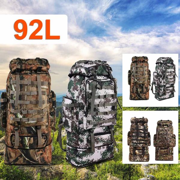 

92l large hiking climbing backpacks camouflage waterproof softback backpack for men women sports bags camping travel rucksack
