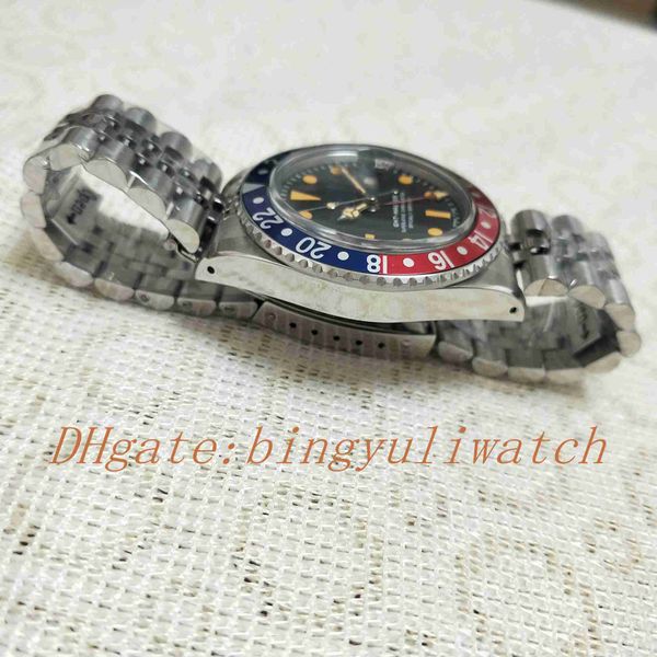 

bpf antique edition r-gmt ref.1675 vintage 2813 automatic movement men watch classic clasp red blue aluminum bezel jubilee bracelet, Slivery;brown