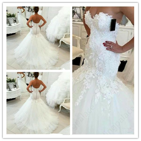 

горячая продажа 2019 новый кружева русалка свадебные платья кружева аппликации милая невеста платья элегантные свадебные платья, White