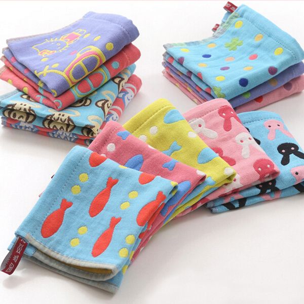 

3pcs cotton 3 layers gauze towel children baby face towel cartoon cute soft absorbent drying kids handkerchief baby washcloth