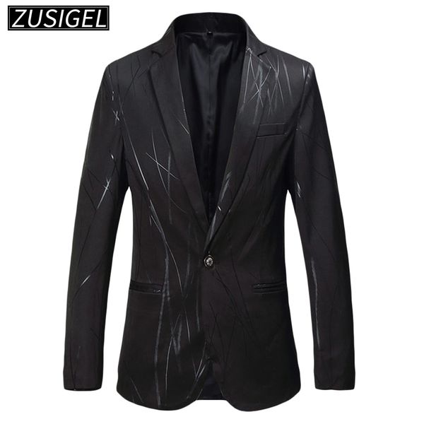 

zusigel men's suit jacket one button slim fit notched lapel printed tuxedo blazer, White;black