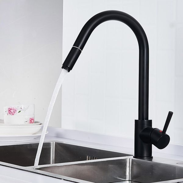 

all copper new paint black brass smoked pull out kitchen sink bibcock of cold and mixer water sink faucet 360 degree