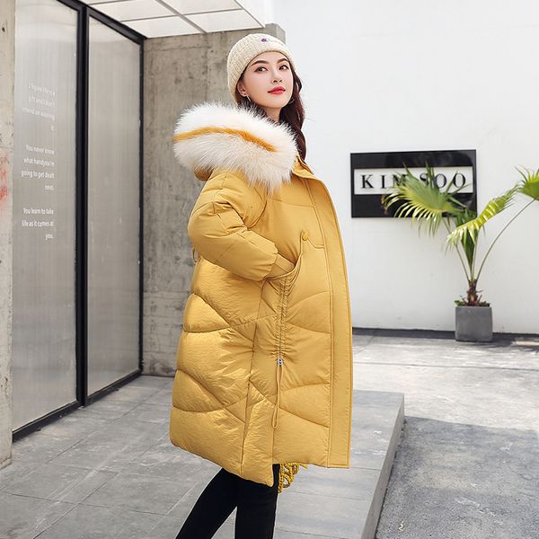 

2019 теплые зимы куртки женщин плюс размер 5xl 6xl для женщин длинные parkas с капюшоном меховой воротник тонкий женщин вниз хлопка зимы кур, Black