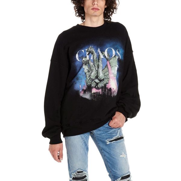 

dgdflong sleeve sweatshirt pullover hole highstreet fashion black men women three-headed dragon gr