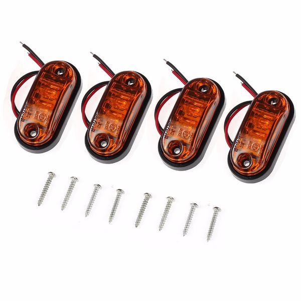 

4pcs 12v/24v 2led car trailer truck side marker indicator light amber car styling truck signal lamp lights