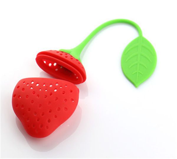 Filtri per il tè a forma di fragola e frutta Filtri per il tè in silicone Infusore per tè Filtro Spezie a base di erbe Bustina di tè rosso verde foglia K468