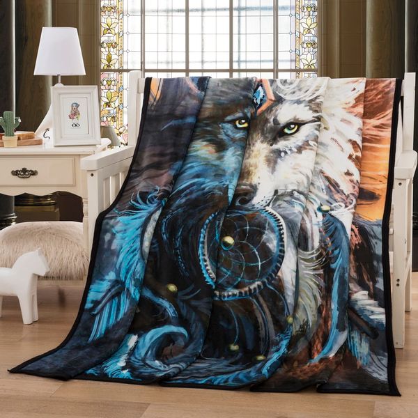 

cilected super soft fleece plush throw blanket 3d wolf sofa thick blanket for adults beds couch cover decor 1pc 150*200cm size