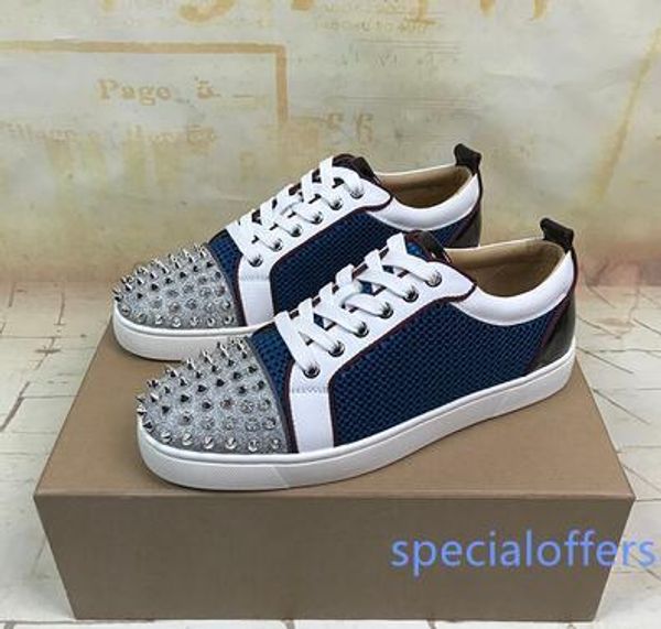 

2019 designer brand spikes casual flats red bottom shoes luxury mens womens party lovers low junior sneakers, Black