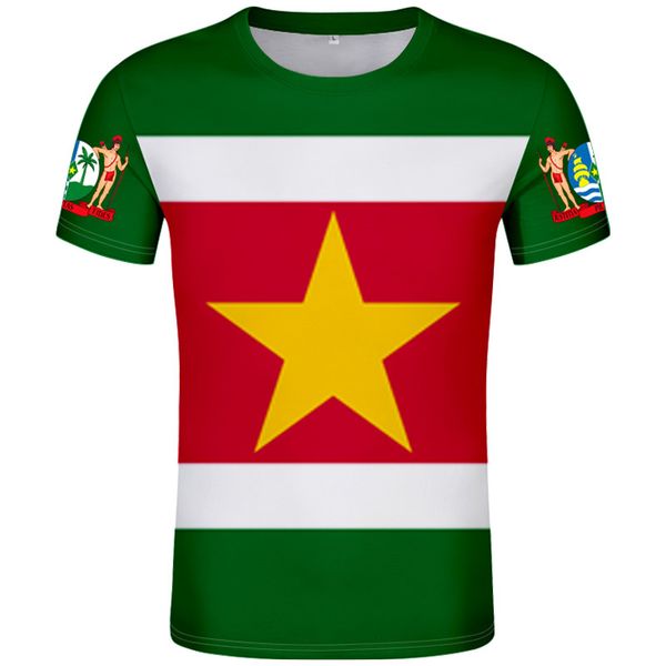 SURINAME T-Shirt DIY kostenlos individueller Name Nummer SR T-Shirt Nationalflagge Niederländisch Sranan Sarnam Sur Landdruck Fototext rote Kleidung