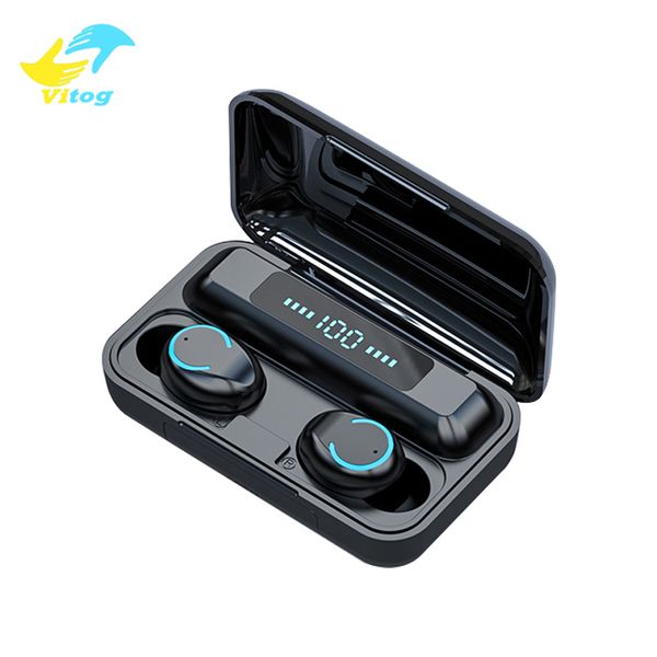 

vitog f9-9 tws true stereo led display bluetooth headphone waterproof earphone wireless earbuds noise cancelling earpieces