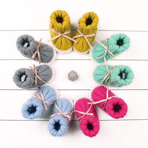 

осень зима детские младенцы knit сапоги первые ходунки малышей девушки мальчика носок обуви смазливая сплошные цвета обувь овец кашемира пин