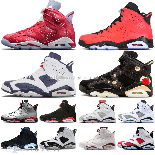 

2019 bred vi 6 6s mens basketball shoes infrared 23 3m reflective tinker gatorade green oreo men sports sneakers designer trainers size 7-13