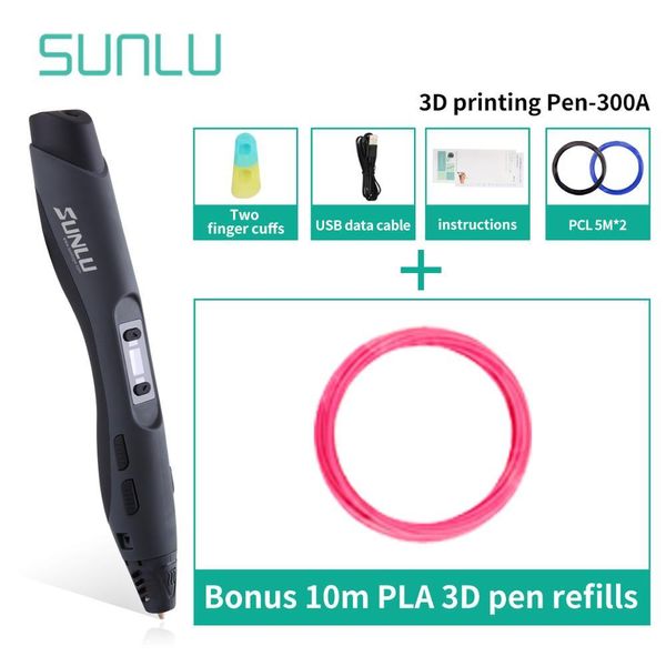 

3d drawing pen for children scribble 1 to 8 digital exturded grades on seep control sunlu sl-300a 3d printing pens gift box, Black;red