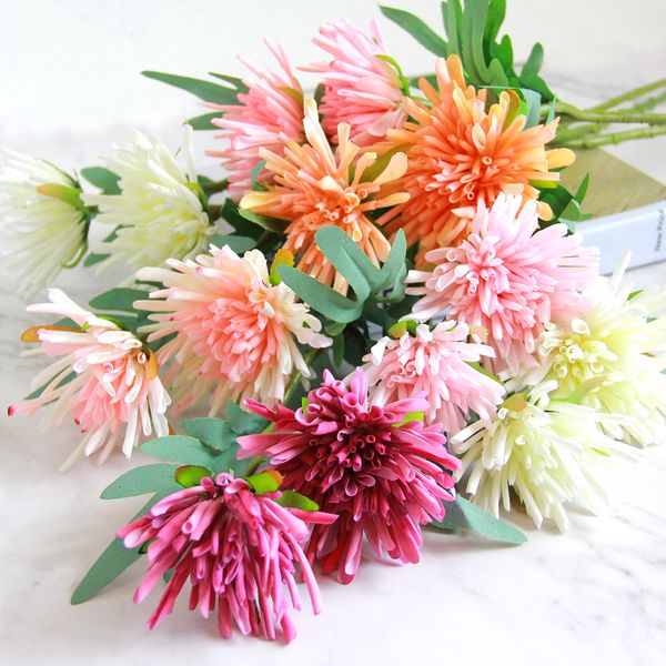 

real touch 2 head artificial flowers crab claw chrysanthemum flores artificiales para decoracion hogar fake flowers for wedding