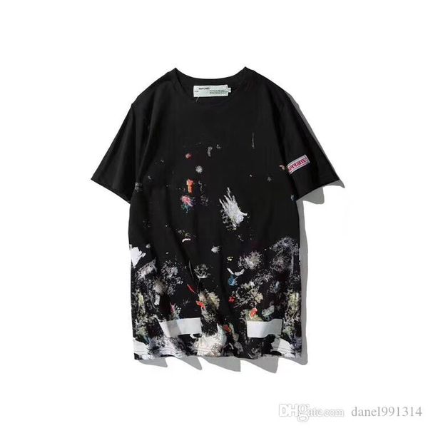 

мода от бренда женщины или мужчины лето звездный фейерверк спрей краска чернила повседневная футболка с коротким рукавом футболка limited dr, White