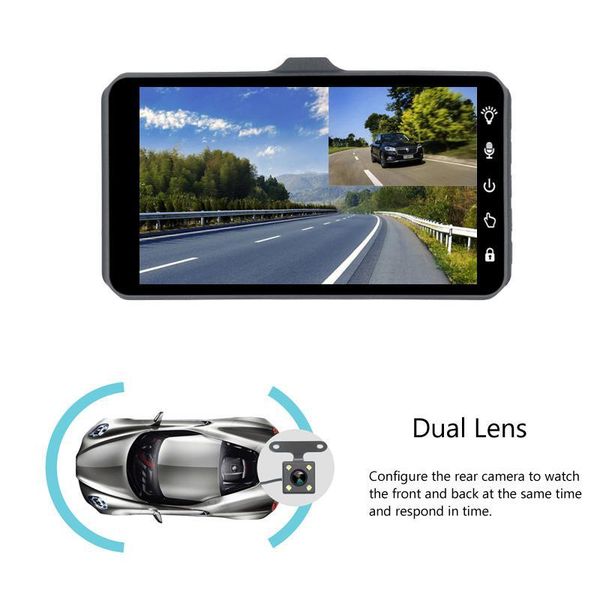 

renoster 4 inch car dvr dash cam auto driving recorder 1080p full hd screen dual lens dashcam night vision car camera dash cam
