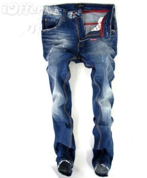 

mens distressed ripped biker jeans casual trousers slim fit motorcycle biker denim fashion designer pants hip hop mens jeans, Blue