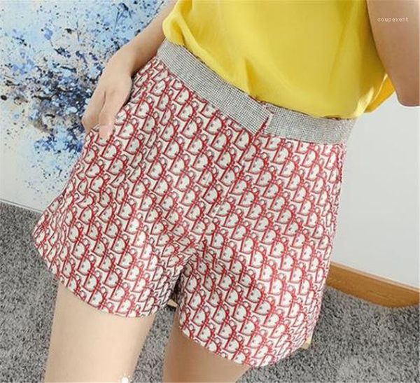 

short pants d home luxury print high waist womens shorts summer diamond loose womens, White;black
