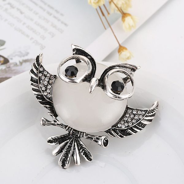 

crystal owl wedding bridal bouquet brooch pin women men costume jewellery, Gray