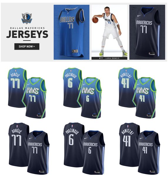 

dallas mavericks jersey 77 luka doncic 6 kristaps porzingis 41 dirk nowitzki the city stitched men's basketball jerseys, Black;red