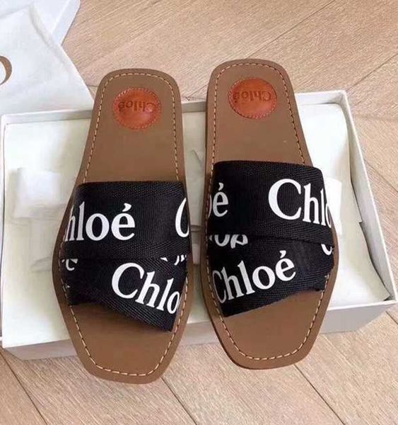 

Branded women woody mule fflat lipper dei gner lady lettering fabric outdoor leather ole lide andal