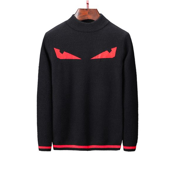 

fashion trend men's sweater 2019 autumn new men's round neck eyes bottoming wild long-sleeved sweater size -3xl designer sweater, White;black