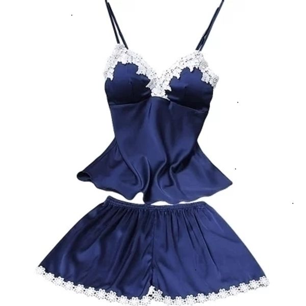 

женщины пижамы femme lingeries два атлас часть пижама набора женщины пижама пижама шнурок лето одежда сорочка главной колодки на груди, Black;red