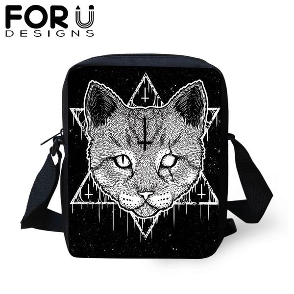 

forudesigns gothic black cat messenger bag for woman kids small casual crossbody bags handbag for boy girls travel shoulder tote