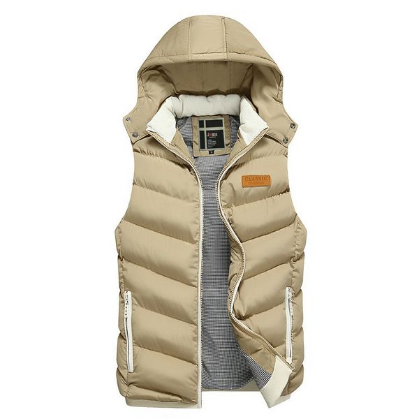 

brand warm winter vest men fashion outerwear casual hooded colete masculino cotton waistcoat autumn sleeveless jacket slim coat, Black;white