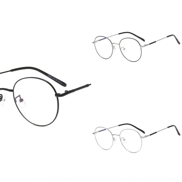 

2019 metal plain female glasses glasses anti-blue light student myopia male transparent round frame optical frame, Silver