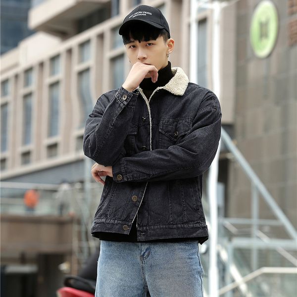 

winter thick denim jacket men outdoors warm man coat fashion mens jackets and coats menswear 2019 male street style jacket 1512, Black;brown