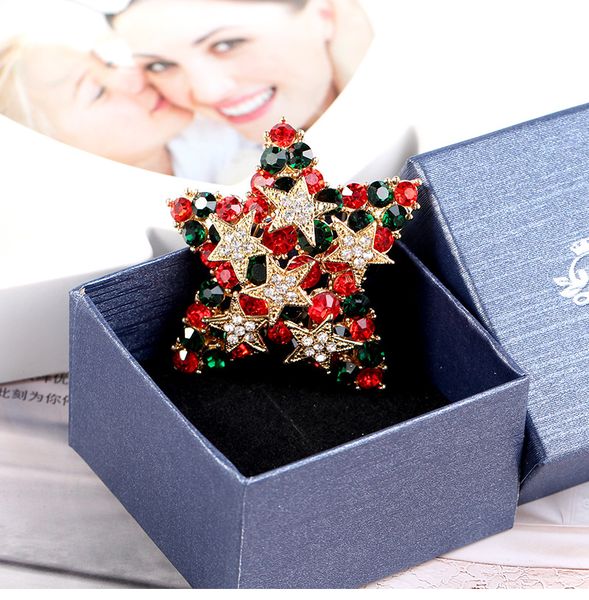 

fashion-fashionable euro-american fashionable clothing creative christmas five-star decorative brooch, Gray