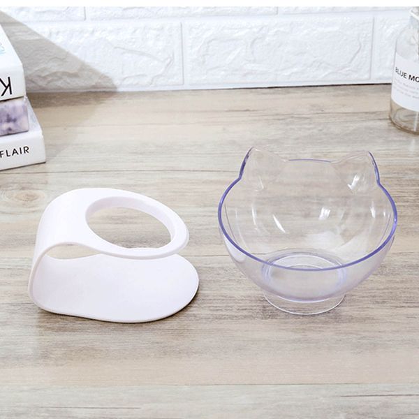 

petacc pet bowl anti-slip cat dish tilted pet feeder with slope base suitable for most cats white and transparent