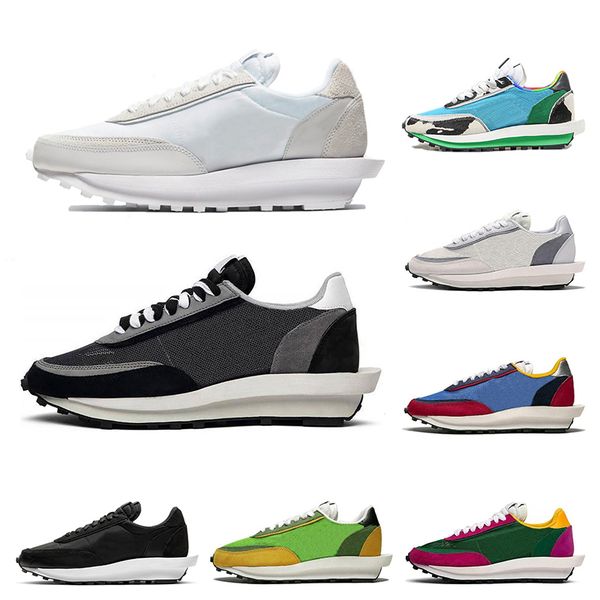 

fashion sneakers mens women waffle white nylon chunky dunky varsity blue green pink gusto sports trainers outdoor breathable comfortable, White;red