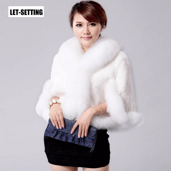 

let-setting горячей продажи для женщин жилет шубы мех шали имитация большого размером кожа трава, Black