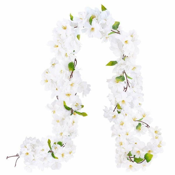 

4pc silk artificial cherry blossom hanging vine garland home garden wedding