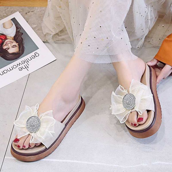 

beach shoes slippers flat platform slides butterfly-knot lady med slipers women fashion sabot soft girl 2020 pu bonded, Black