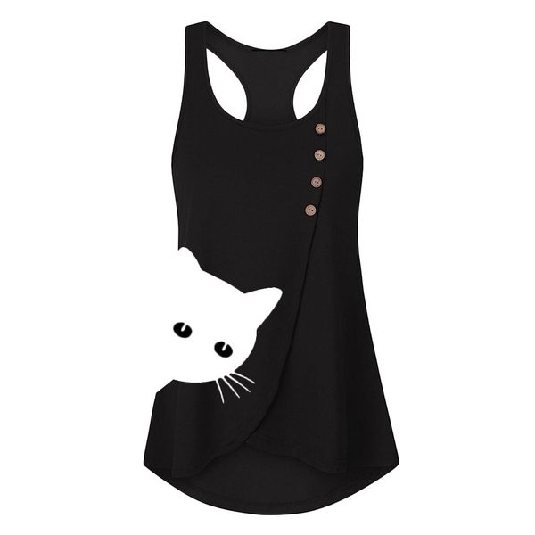 

Summer 2019 Women Tank Top Streetwear Cat Print Sleeveless Women Party Tops For Womens Clothing Festival Ladies Tops