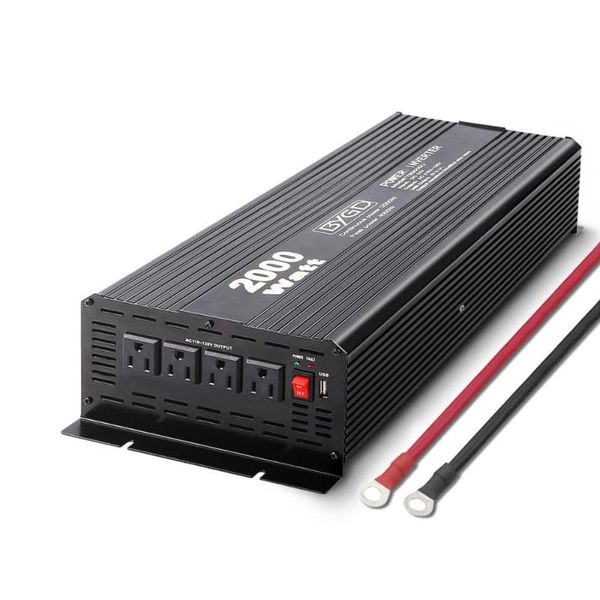 

bygd power inverter 1200w 12v dc to 220v/110v ac converter with 2 outlets and 2x2.4a usb ports car inverter