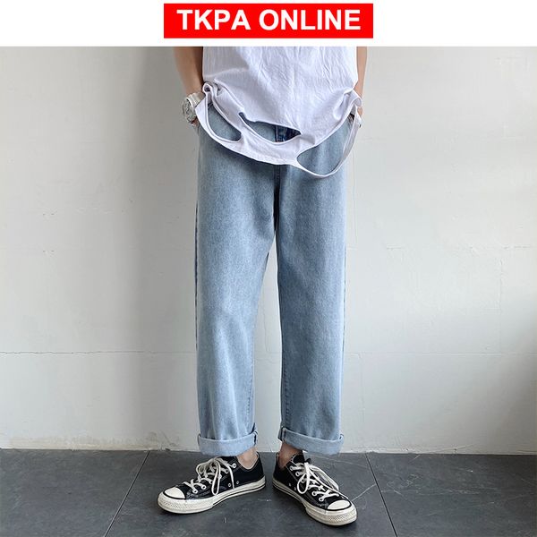 

summer harajuku ripped jeans mens 2020 harem pants korean fashions blue denim pants male hip hop baggy straight jeans